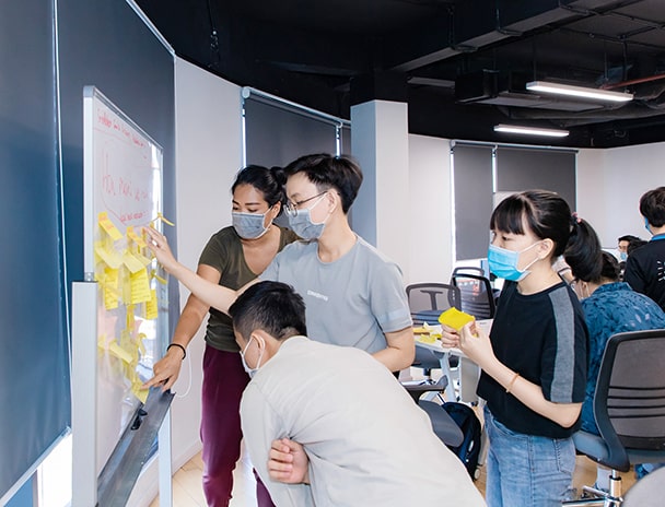 Group of intrapreneurs in a creativity session in Vietnam